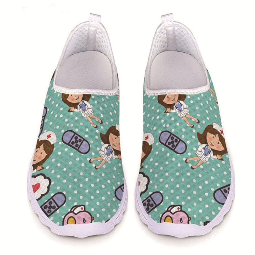 Nurse cartoon printed shoes