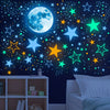 1208pcs Glow-in-the-Dark Star & Moon Wall Decals - Colorful Space for Galaxy Ceiling Stickers for Bedroom, Living Room, and Home Decor