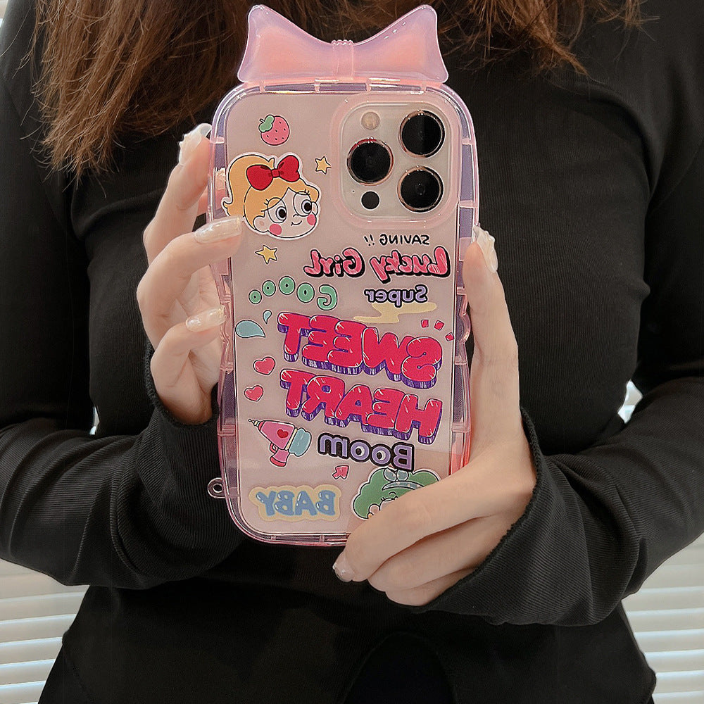 Girl Bowknot Rope Hanging Hot Girl Silicone Phone Case