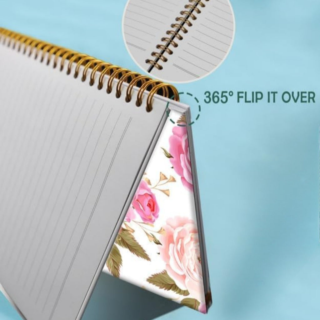 Floral Rose Spiral Journal for Women - Premium Thick Paper, College Ruled Notebook, Ideal for School, Office & Home Gifts, 5.5x8.3 inches