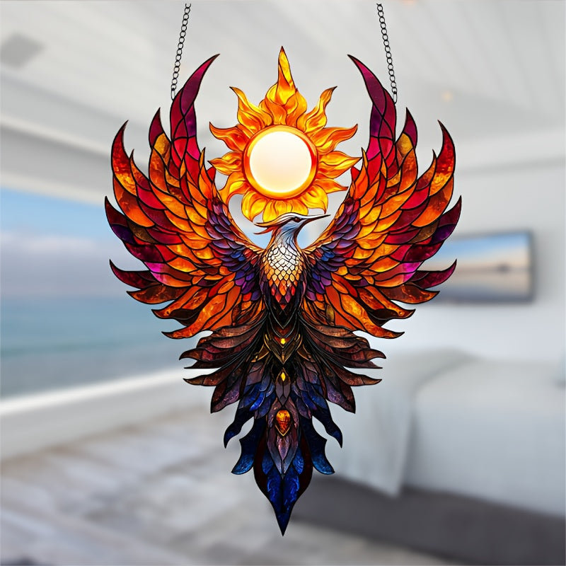 Vibrant 8.7" x 11.8" Sun Phoenix Acrylic Wall Art - Stunning Surreal Fantasy Decor for Living Room, Bedroom, Office & More with Unique Design and Colorful Patterns - Perfect Birthday Gift for Best Friends and Family Members