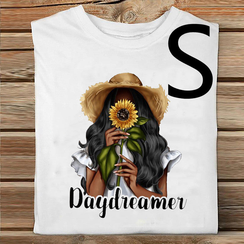 Women's Printed Casual Loose Round Neck T-shirt