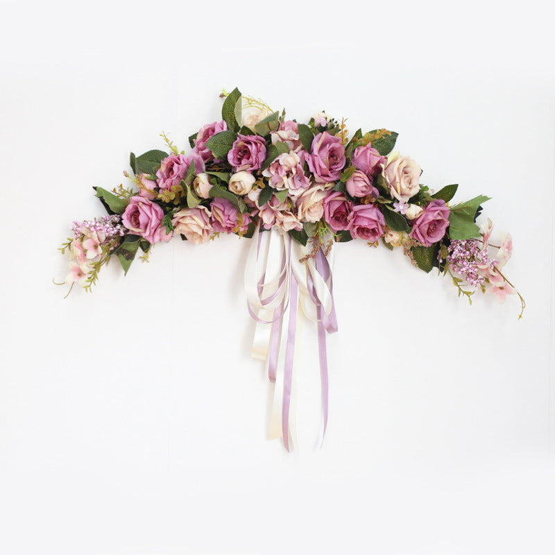 The rose flower wreath hanging wall flowers simulation round heart-shaped ornaments wedding wedding room decoration decoration wall Home Furnishing