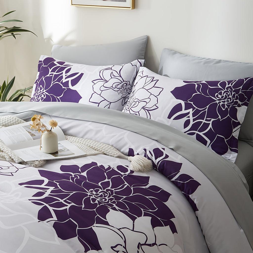 7Pcs Lightweight Boho Comforter Set - Stain-Resistant, Soft 100% Microfiber Cover, 100% Polyester Fiber Filling, Woven For Durability - Full/Queen/King Size Bed In A Bag For All Seasons, Floral Pattern Printed Bedding