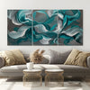 3pcs/set Teal Fluid Abstract Framed Canvas Poster - Modern Wall Art - For Bedroom, Living Room, and Corridor - Ideal Decor and Room Decoration Gift for Art Lovers