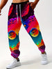 Men's Plus Size 3D Futuristic Environment Print Sports Joggers - Drawstring Trousers With Pockets For Outdoor Activities - For Men - Suitable for Sports & Casual Wear - Perfect Gift for Active Guys