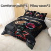 Colorful Rose Comforter Set, Floral Theme Bedding Set, Soft Polyester, 3pcs (1 Comforter and 2 Pillowcases)