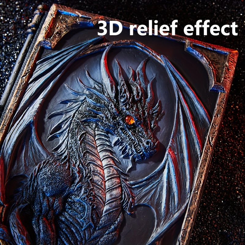 Dragon Notebook - Three-Dimensional Relief, 3D Cover, Magic Handbook, Fantasy Diary - 100 Sheets/200 Pages - For Writing And Drawing - Suitable for Christmas, Halloween, Birthday Gifts - Unique Table Ornament