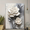 Elegant White Rose 3D Embossed Canvas Art - Modern Floral Wall Decor for Living Room, Bedroom, Office & More - Framed HD Print Oil Painting with Pine Wood Frame - Perfect Gift for Halloween, Thanksgiving, Christmas