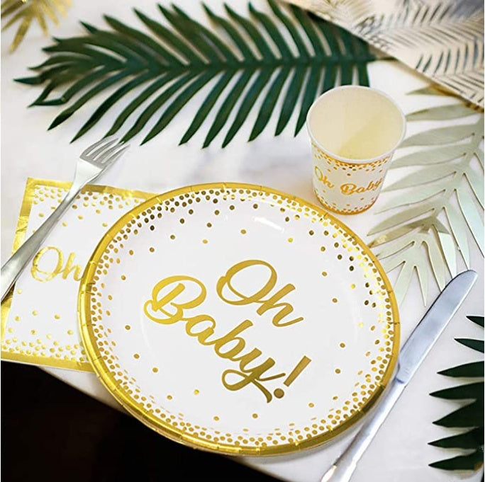 oh baby baby theme paper cup paper plate