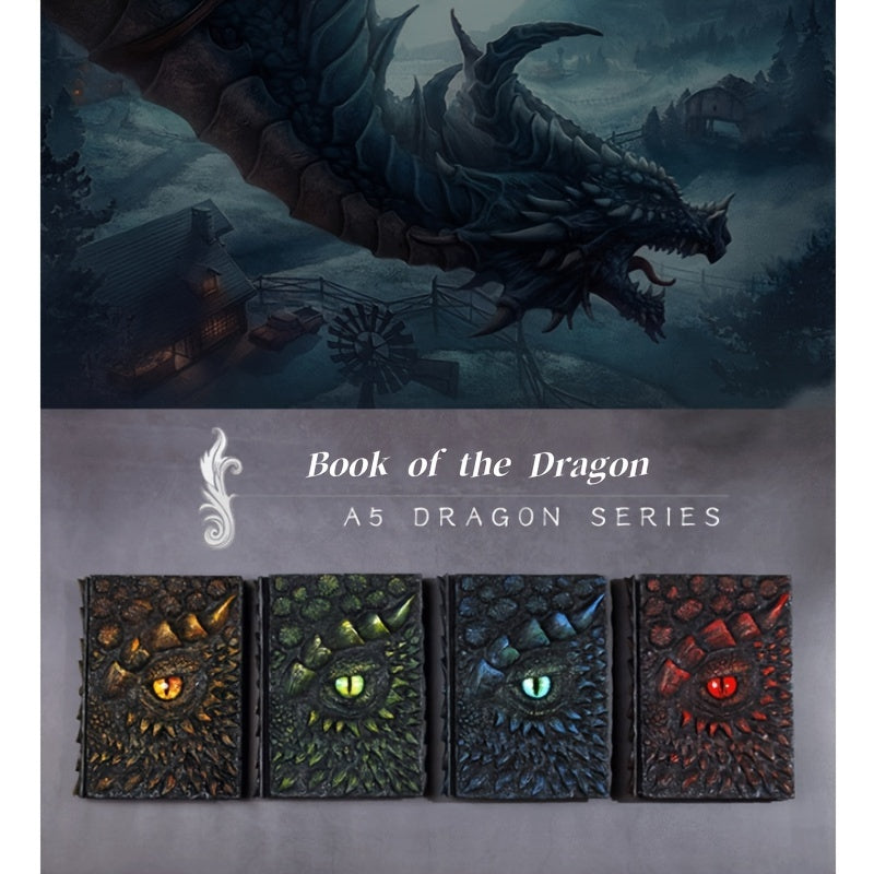 1pc Fantasy Dragon-Themed Resin Embossed Notebook - Personalized, Narrow, No Feather, Magical Decorative Journal for Dragon Enthusiasts - Ideal for Home, Office, Halloween, Christmas Gift