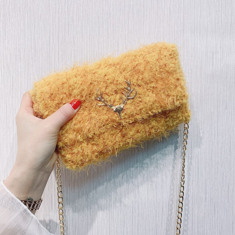 Plush woven shoulder bag