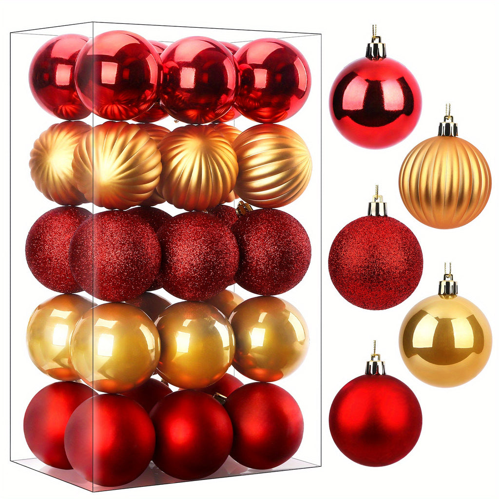 1pc 30pcs Stunning 60mm Christmas Baubles! Shatterproof Ornaments. Gorgeous Red & Gold. Perfect for Christmas Tree & Holiday Party. Hanging Strings Included.