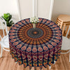 1pc Vibrant Round Mandala Tablecloth - 63 Inch Stain Resistant, Absorbent, and Wrinkle-Free Circle Table Cover with Boho Ethnic Style for Home Kitchen Dining Party Patio Indoor and Outdoor Use, Room Decor, Scene Decor, Easy Care, and Durable