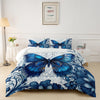 1 Set Blue Butterfly Comforter Set - Soft & Cozy Polyester Microfiber Bedding with 1 Comforter and 2 Pillowcases, Machine Washable, Digital Print, Woven Sanded Fabric, 95gsm - Elegant Room & Bedroom Decor