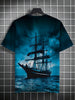 Men's Nautical Graphic T-shirt Ideal For Vacation And Casual Wear, Suitable For Outdoor Activities, All Seasons, Beach Vacation Wear