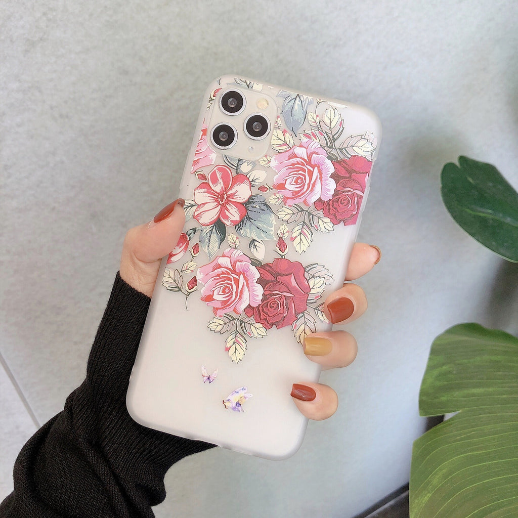Frosted Transparent Creative Flower Phone Case