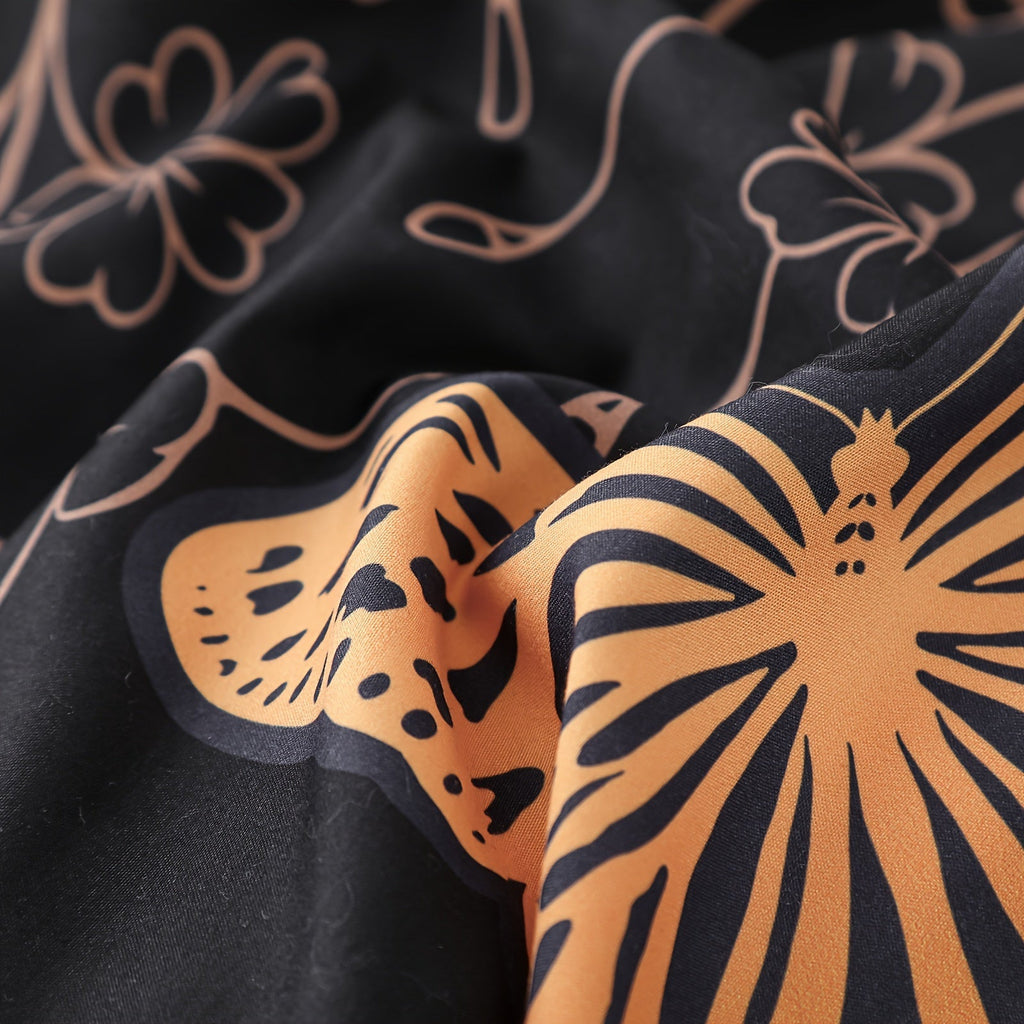 7Pcs Erosebridal Golden Butterfly Print Comforter Set - Stain Resistant, Ultra Soft Microfiber, Lightweight, Woven Bedding With 100% Polyester Fiber Fill - Queen/King Size Bed In A Bag For All Seasons