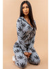 2-Piece Women's Bundle Set Left Pattern Graphic Print Weed Zip Up Stretch Long Sleeve Hoodie & Drawstring Joggers Pants Casual Warm Fleece Lined