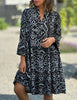 Women's V-neck Flared Sleeves Cake Flowers Stitching Dress