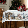 Scene Tablecloth | Cartoon Pattern | Multipurpose Fit Polyester Table Cover | Embossed Edge | Printed, Stain & Waterproof | Crease-Free | Ideal for Holiday Home & Outdoor Dining Decor | Machine-Made Weave | Perfect Gift for Christmas Festivities