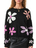 Women's Casual Floral Print Sweaters Long Sleeve Crew Neckline Drop Shoulder Loose Knit Pullover Tops