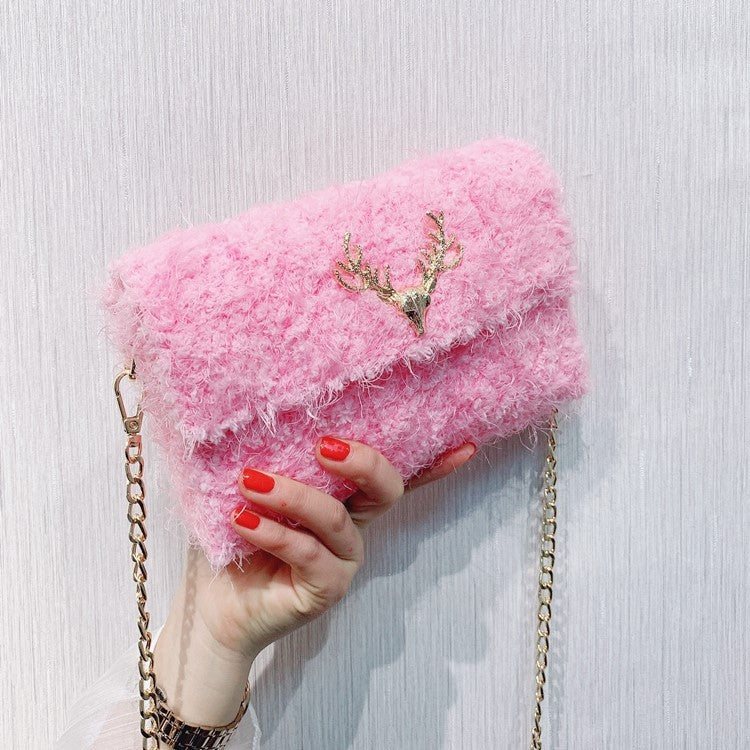 Plush woven shoulder bag