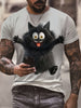 Funny Cat 3D Print Crew Neck T-shirt For Men, Casual Short Sleeve Top, Men's Clothing For Summer Daily Wear