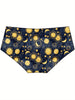 3pcs Sun & Moon Goddess Cartoon Print Briefs for Women - Stretchy, Breathable Quick-Dry Panties with Low Waist Design