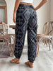 Tribal Print Fitted Bottom Joggers, Casual High Waist Pants For Spring & Summer, Women's Clothing