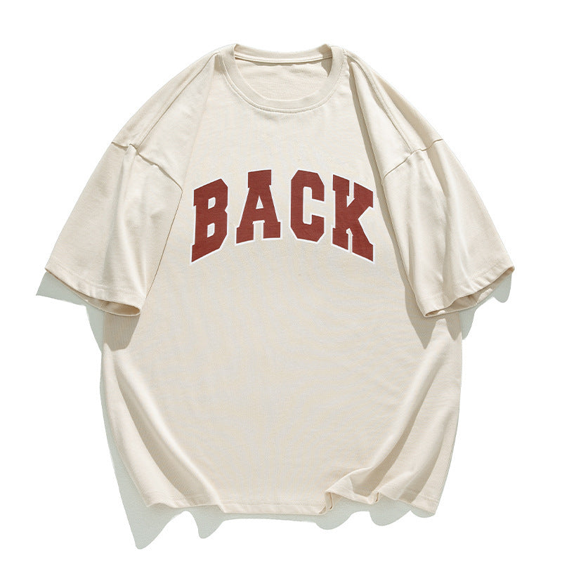 Men's And Women's Retro American Cotton Suede Puff Print T-shirt