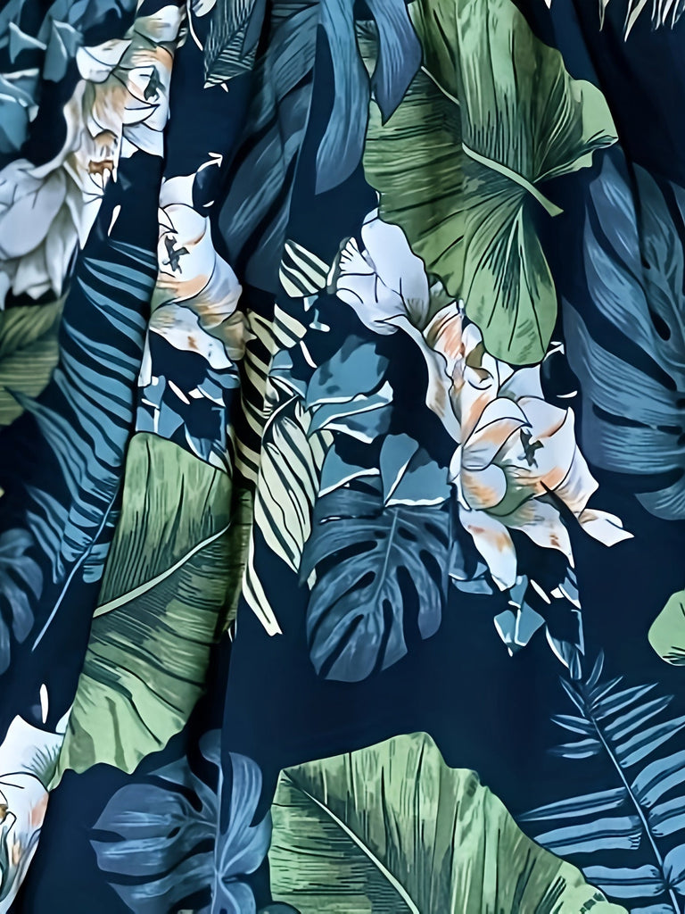 3pcs Plant Print Elastic Waist Joggers, Vacation Loose Pants For Spring & Summer, Women's Clothing