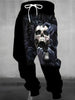 Men's Halloween Themed Skull & Hands Print Jogger Pants With Drawstring, Casual Sports Trousers As Gift