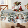 Christmas Holiday Tablecloth with Santa and Gift Tree Print - Polyester Rectangular Table Cover, Waterproof, Stain & Wrinkle Resistant, Machine-Washable for Indoor & Outdoor Use, Festive Dining Decor