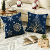 Festive 4 Pack of Blue Christmas Tree Pillow Covers - 18x18in (45x45cm) - Linen Blend - Hidden Zipper - Suitable for Various Room Types