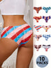 10pcs Random Print Seamless Briefs, Comfy Breathable Stretchy Intimates Panties, Women's Lingerie & Underwear