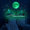 Glow-in-the-Dark Moon & Stars Wall Decals - Luminous Ceiling Stickers for Bedroom and Living Room, Easy Apply & Remove