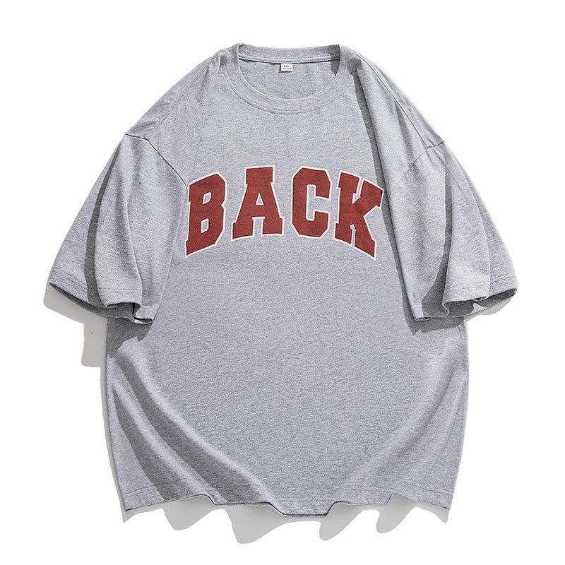 Men's And Women's Retro American Cotton Suede Puff Print T-shirt