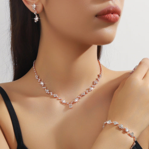 Women's Necklace Earring Bracelet Three-piece Set