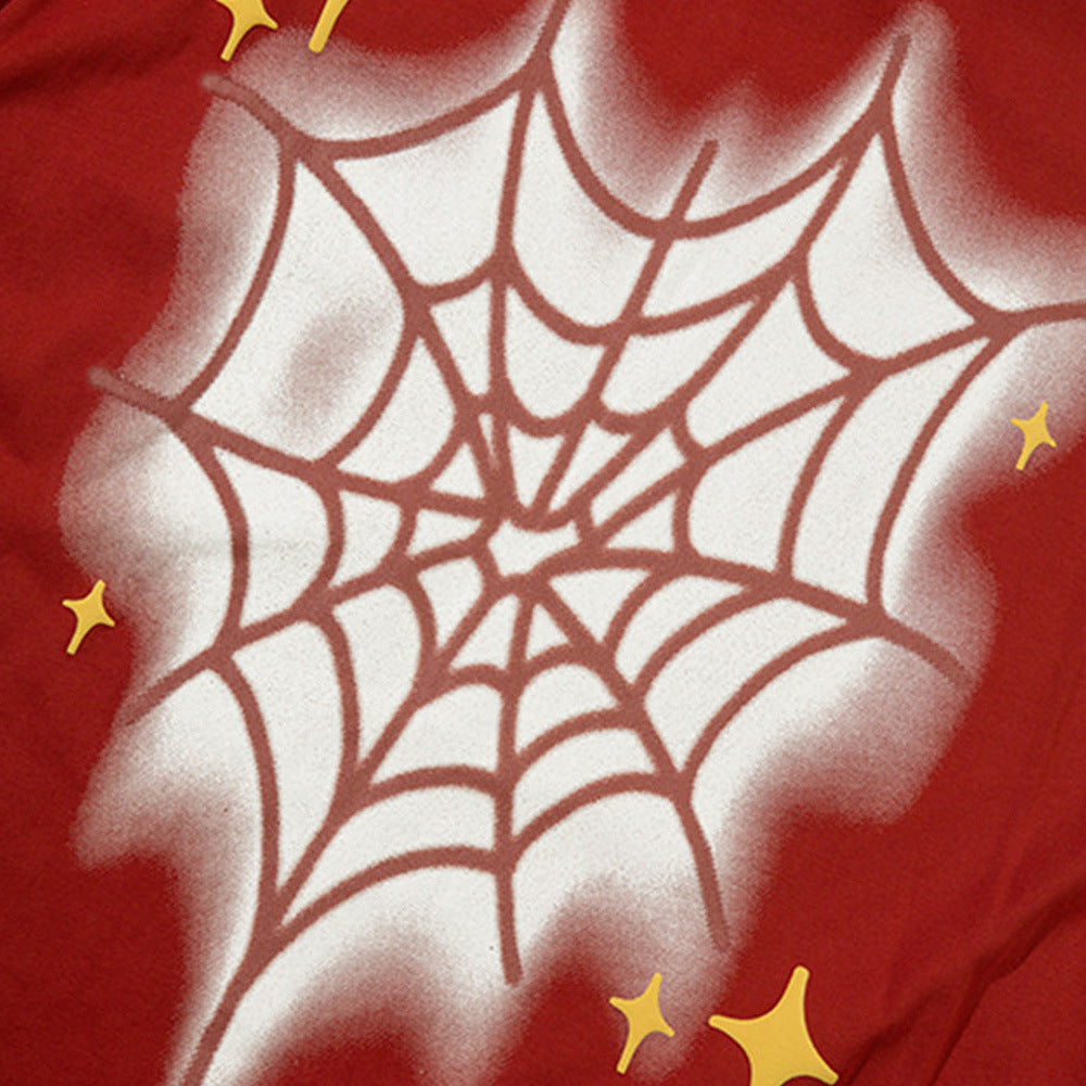 Men's Fashion Cotton Spider Web Heart-shaped T-shirt
