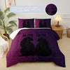 3pcs King and Queen Black Cat Galaxy Comforter Set, Purple - Soft, Breathable, Allergen-Free Polyester Bedding with Digital Print, Modern Fashion Home Dorm Decor, Includes 1 Comforter and 2 Pillow Cases