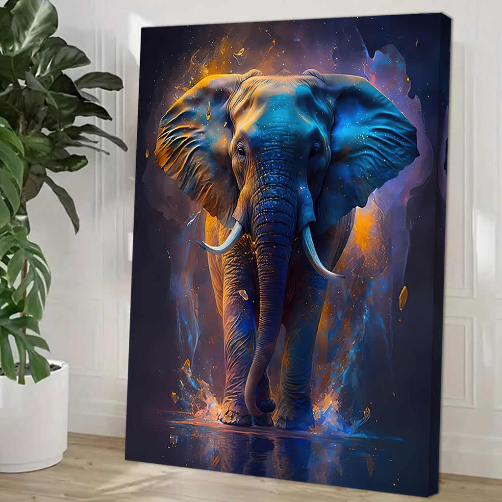 1pc, Framed, Colourful Animal Canvas Wall Art, Modern Colour Elephant Poster Print, Home Wall Art Decorative Paintings For Living Room Bedroom Hallway Decoration, 11.8*15.7 Inches, Direct Hanging