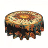 Vibrant 3D Mandala Sunflower Round Tablecloth - Easy-Care Polyester, Perfect for Home & Dining Decor