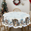 Scene Tablecloth | Cartoon Pattern | Multipurpose Fit Polyester Table Cover | Embossed Edge | Printed, Stain & Waterproof | Crease-Free | Ideal for Holiday Home & Outdoor Dining Decor | Machine-Made Weave | Perfect Gift for Christmas Festivities