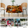 Autumn Harvest Round Tablecloth - Pumpkin, Sunflower & Leaves Design | Stain & Waterproof Polyester Cover for Parties, Home Kitchens & Outdoor Events, for Thanksgiving, Autumn