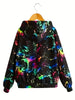 Plus Size Splash Print Hoodie, Casual Drawstring Long Sleeve Hooded Sweatshirt, Women's Plus Size Clothing