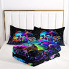 Mushroom Comforter Set, Colorful Sparkle Natural Wild Fungus Bedding Set, Botanical Plants Duvet Set Butterfly Comforter with 2 Pillowcases
