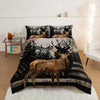 3pcs Fashion Comforter Set (1 * Comforter + 2 * Pillowcase, No Core), Vintage Hunting Theme Forest Deer American Flag Print Bedding Set, Soft And Comfortable Skin-friendly For Bedroom, Guest Room