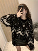 Women's Color Block Furry Crew Neck Long Sleeve Sweater for Fall & Winter