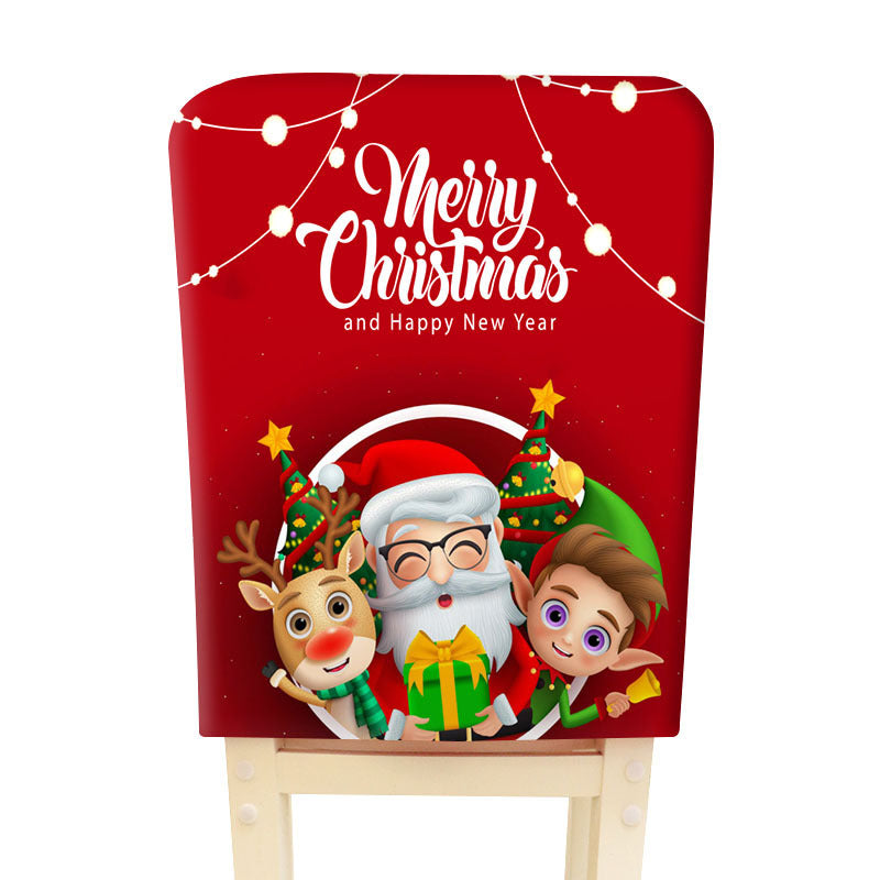 Christmas Table And Chair Cover Cartoon Decorative Printing Christmas Chair Cover Seat Cover